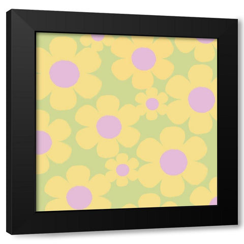 Happy Floral 3 Black Modern Wood Framed Art Print by Lula Bijoux and Company