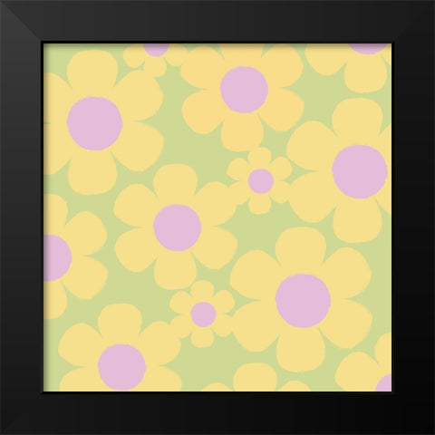 Happy Floral 3 Black Modern Wood Framed Art Print by Lula Bijoux and Company