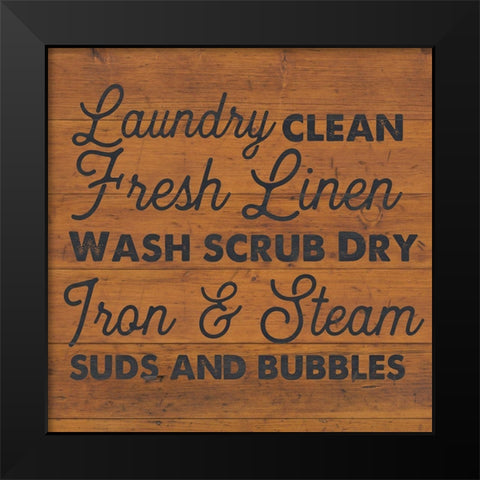 Laundry Words 2 Black Modern Wood Framed Art Print by Lula Bijoux And Company