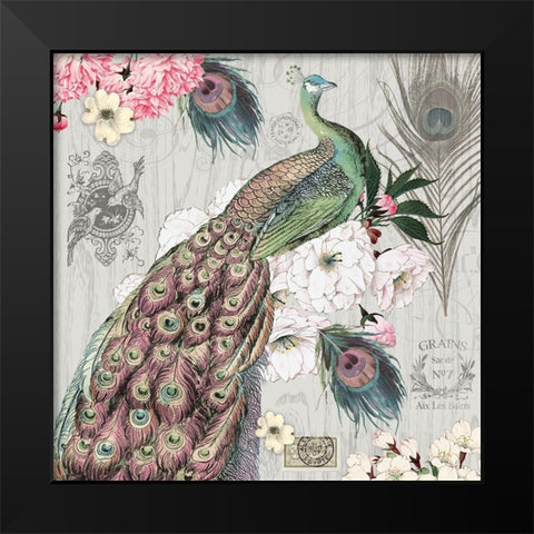 Peacock Pastels 1 Black Modern Wood Framed Art Print by Lula Bijoux And Company