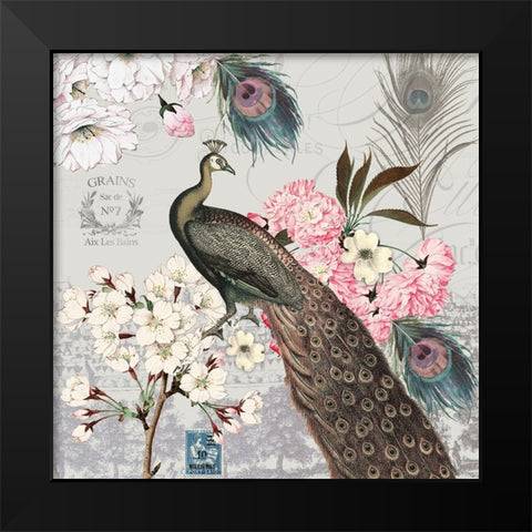 Peacock Pastels 2 Black Modern Wood Framed Art Print by Lula Bijoux And Company