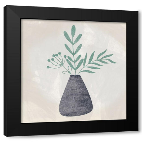 Botanical Vase 1 Black Modern Wood Framed Art Print with Double Matting by Lula Bijoux And Company