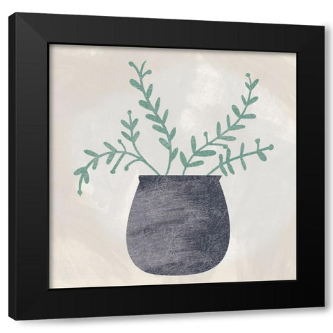 Botanical Vase 2 Black Modern Wood Framed Art Print by Lula Bijoux And Company