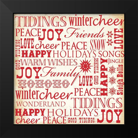 Holiday Typography 1 Black Modern Wood Framed Art Print by Lula Bijoux And Company