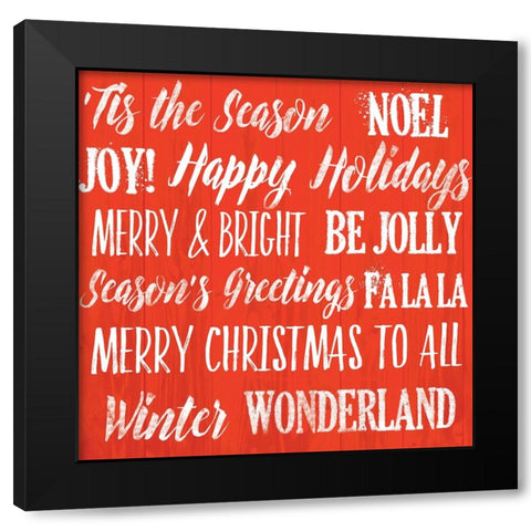 Holiday Words 1 Black Modern Wood Framed Art Print by Lula Bijoux And Company