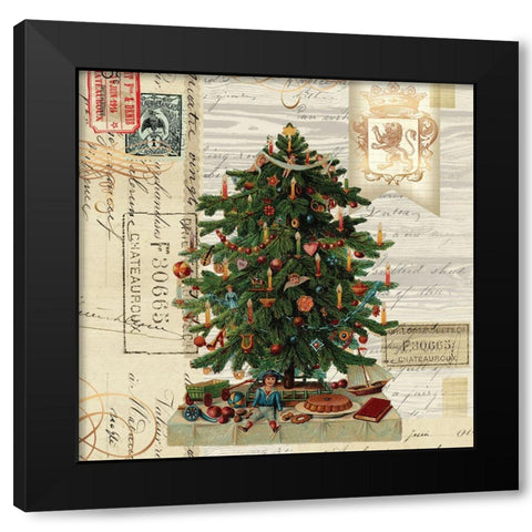 Holiday Tree 1 Black Modern Wood Framed Art Print with Double Matting by Lula Bijoux And Company