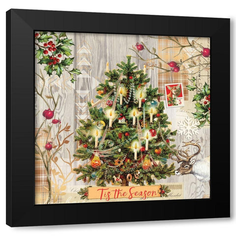 Holiday Tree 2 Black Modern Wood Framed Art Print by Lula Bijoux And Company