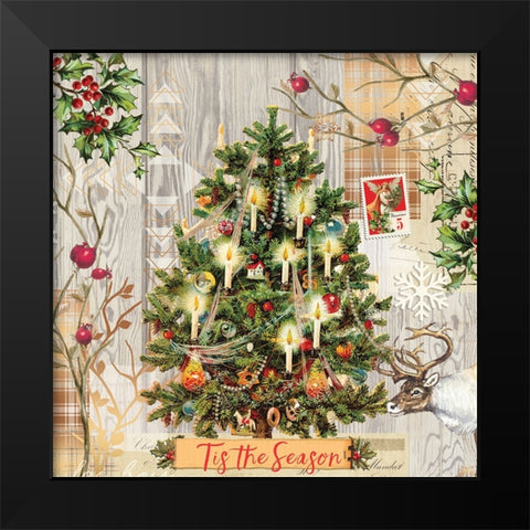 Holiday Tree 2 Black Modern Wood Framed Art Print by Lula Bijoux And Company