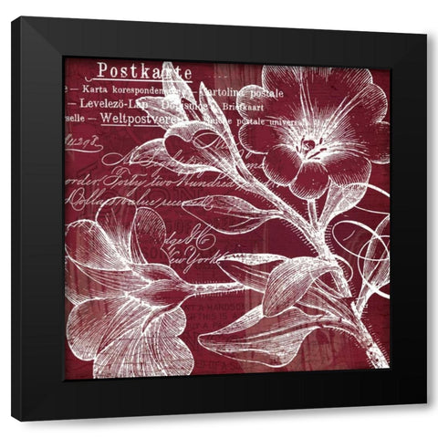 OxBlood Fleurs 2 Black Modern Wood Framed Art Print with Double Matting by Lula Bijoux and Company