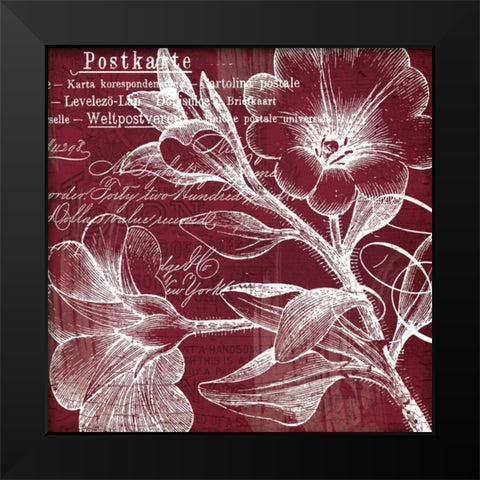OxBlood Fleurs 2 Black Modern Wood Framed Art Print by Lula Bijoux and Company