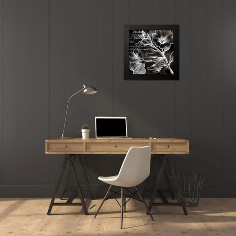 White Trumpet Flowers Black Modern Wood Framed Art Print by Lula Bijoux and Company