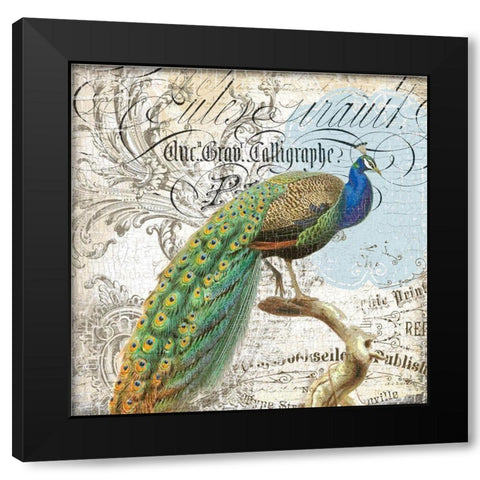 Peacock 2 Black Modern Wood Framed Art Print by Lula Bijoux and Company