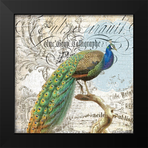 Peacock 2 Black Modern Wood Framed Art Print by Lula Bijoux and Company