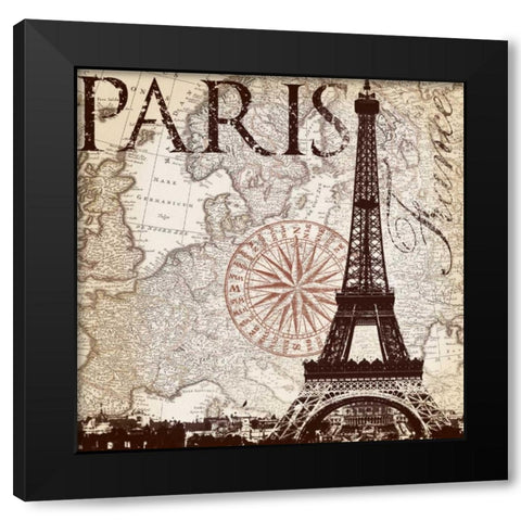Paris Eiffel Black Modern Wood Framed Art Print by Lula Bijoux and Company