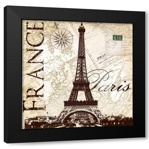 Fance Eiffel Black Modern Wood Framed Art Print by Lula Bijoux and Company
