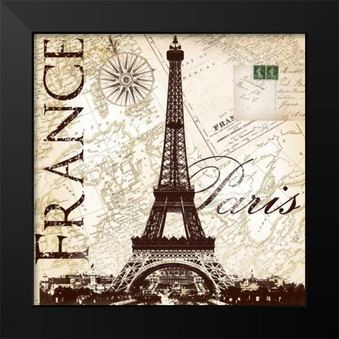 Fance Eiffel Black Modern Wood Framed Art Print by Lula Bijoux and Company