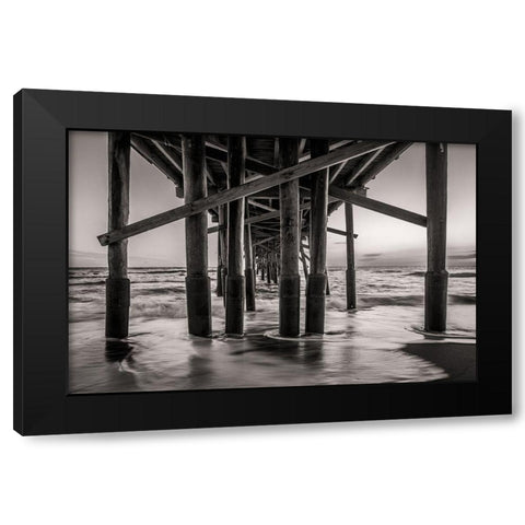 Beneath The Pier Black Modern Wood Framed Art Print with Double Matting by Taylor, Glenn