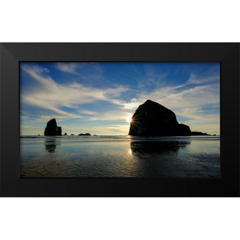 Rocky Shore Black Modern Wood Framed Art Print by Taylor, Glenn