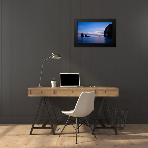 Blue Calm Black Modern Wood Framed Art Print by Taylor, Glenn
