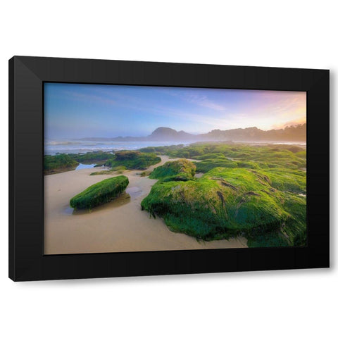Green Rocks Black Modern Wood Framed Art Print by Taylor, Glenn
