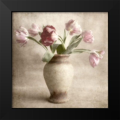 Parrot Tulips Black Modern Wood Framed Art Print by Poinski, Dianne