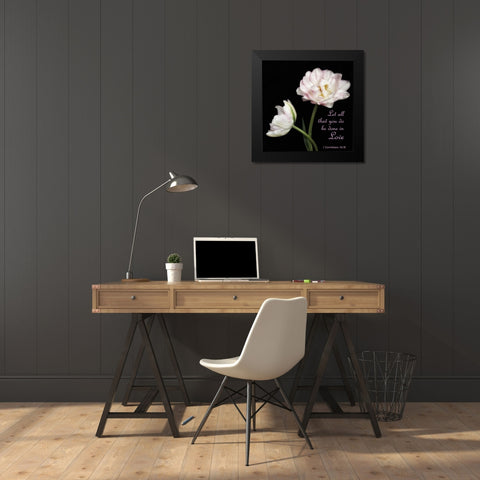 Corinthians Peony Black Modern Wood Framed Art Print by Poinski, Dianne