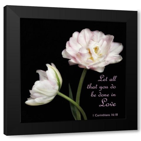 Corinthians Peony Black Modern Wood Framed Art Print by Poinski, Dianne