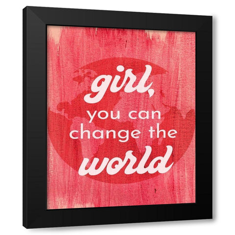 Change The World Black Modern Wood Framed Art Print by Jenner, Roya