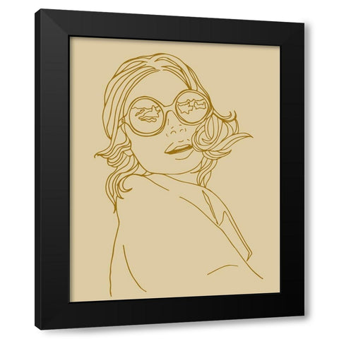 Surprised Lady Black Modern Wood Framed Art Print with Double Matting by Jenner, Roya