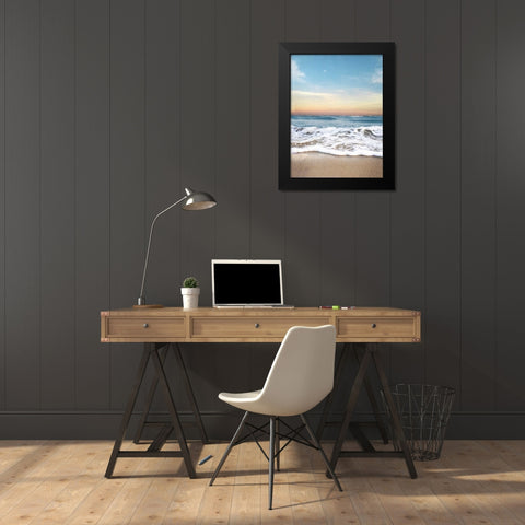 Sunrising Wave Curl Black Modern Wood Framed Art Print by Rowland, Joseph