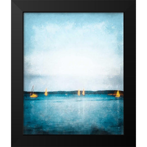 Seaview Painted Sailboats Black Modern Wood Framed Art Print by Rowland, Joseph
