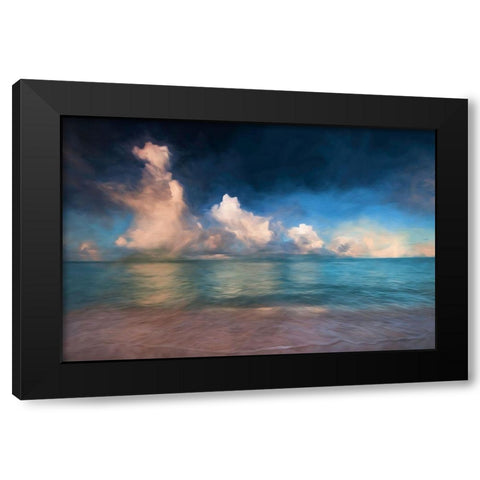 Beach Wave Black Modern Wood Framed Art Print by Roland Photography