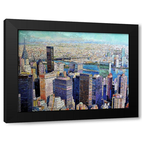 View of New York City Black Modern Wood Framed Art Print with Double Matting by Ghanooni, Sarah
