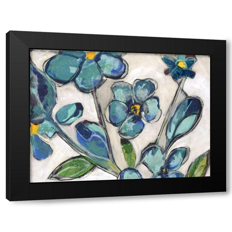 Aqua Flora A1 Black Modern Wood Framed Art Print by Haynes, Smith