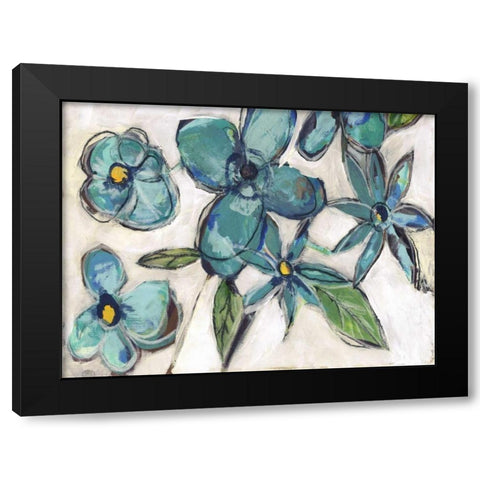 Aqua Flora A2 Black Modern Wood Framed Art Print with Double Matting by Haynes, Smith