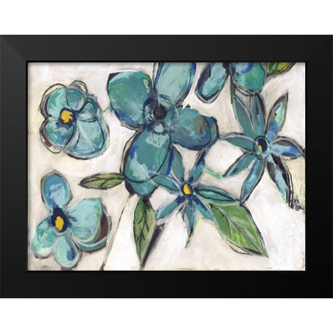 Aqua Flora A2 Black Modern Wood Framed Art Print by Haynes, Smith