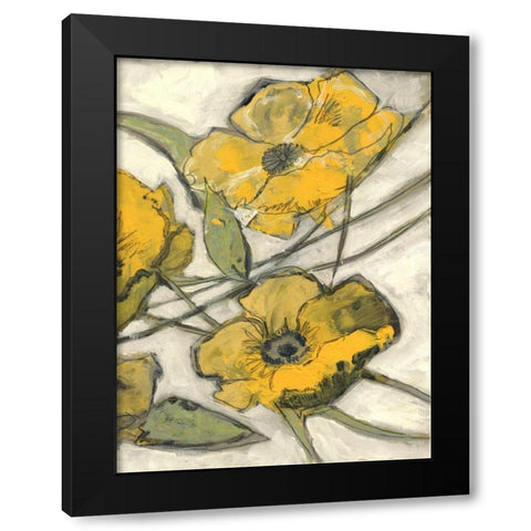 Citron Flora B1 Black Modern Wood Framed Art Print with Double Matting by Haynes, Smith