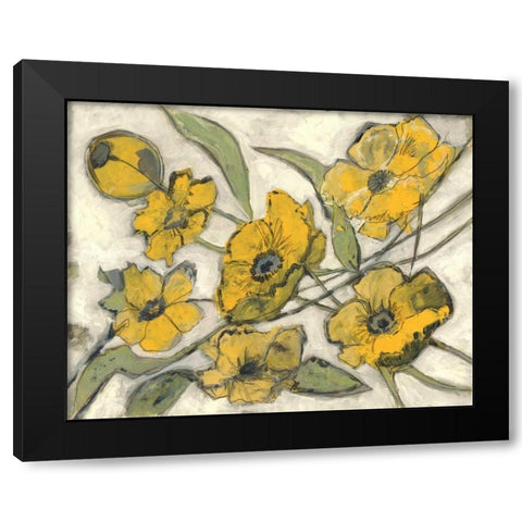 Citron Flora Black Modern Wood Framed Art Print by Haynes, Smith