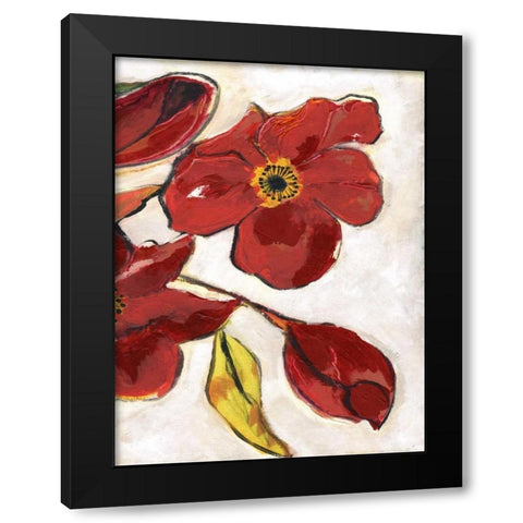 Red Flora C1 Black Modern Wood Framed Art Print by Haynes, Smith