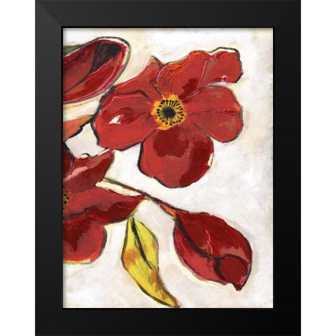 Red Flora C1 Black Modern Wood Framed Art Print by Haynes, Smith