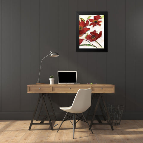 Red Flora C2 Black Modern Wood Framed Art Print by Haynes, Smith