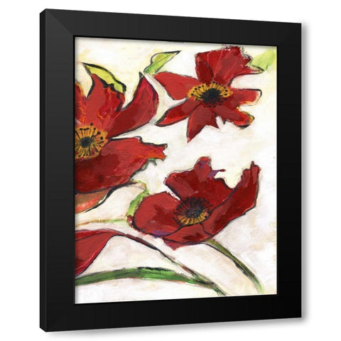 Red Flora C2 Black Modern Wood Framed Art Print by Haynes, Smith