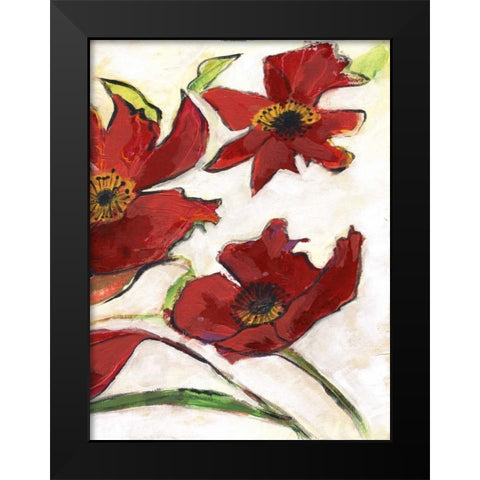 Red Flora C2 Black Modern Wood Framed Art Print by Haynes, Smith