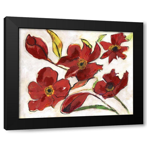 Red Flora Black Modern Wood Framed Art Print with Double Matting by Haynes, Smith