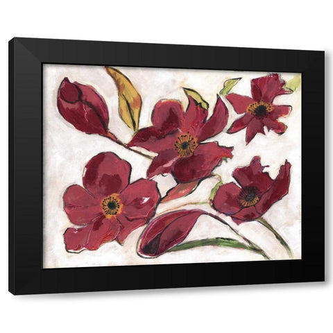 Ox Blood Flora Black Modern Wood Framed Art Print with Double Matting by Haynes, Smith