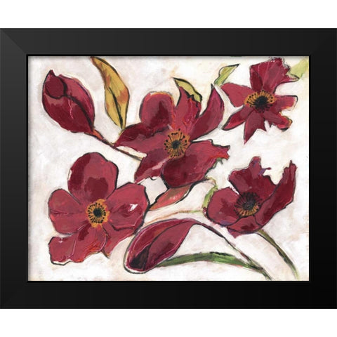 Ox Blood Flora Black Modern Wood Framed Art Print by Haynes, Smith