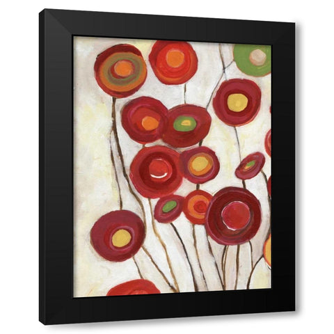 Flora Discs B1 Black Modern Wood Framed Art Print with Double Matting by Haynes, Smith