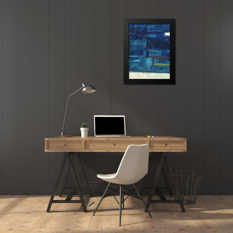 Navystract B Black Modern Wood Framed Art Print by Haynes, Smith