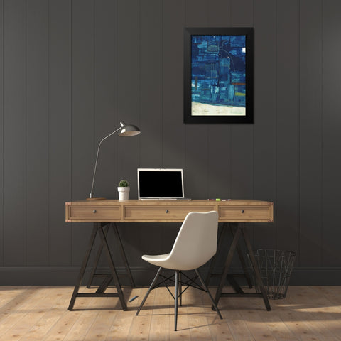 Navystract Black Modern Wood Framed Art Print by Haynes, Smith