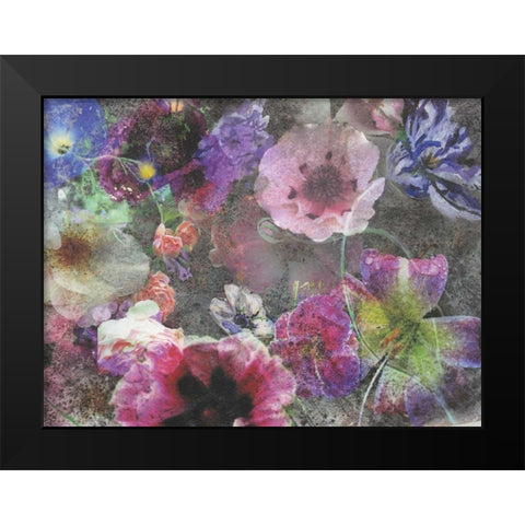 Floral Meeting Black Modern Wood Framed Art Print by Haynes, Smith